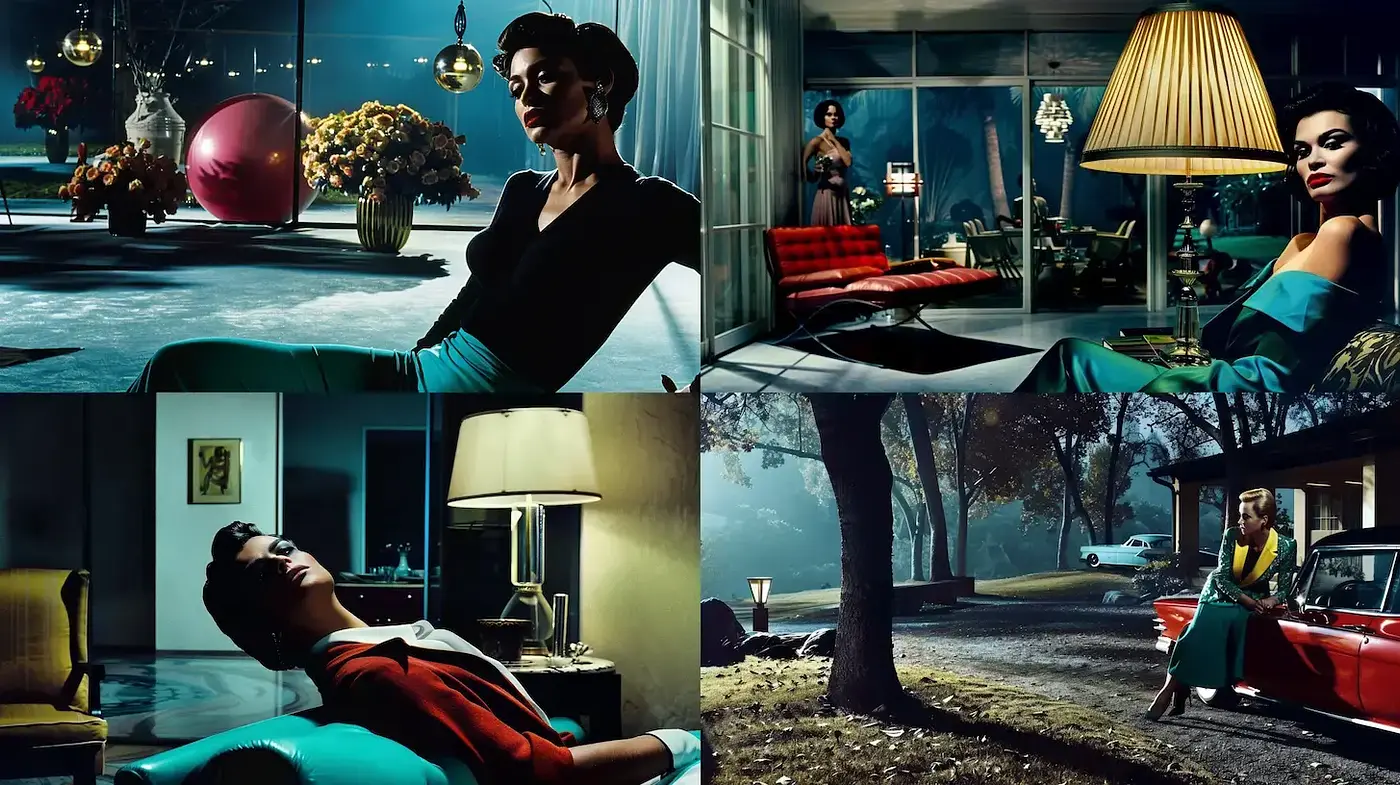 Stylized Retro Elegance with a Mid-Century Modern Aesthetic - Midjourney sref style