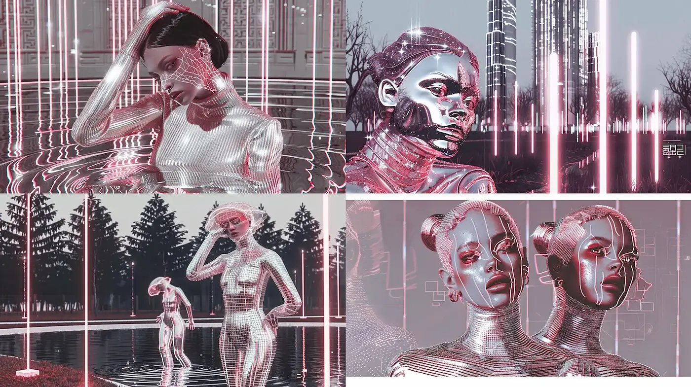Futuristic Cybernetic Aesthetic with Neon Accents and Smooth Textures - Midjourney sref style