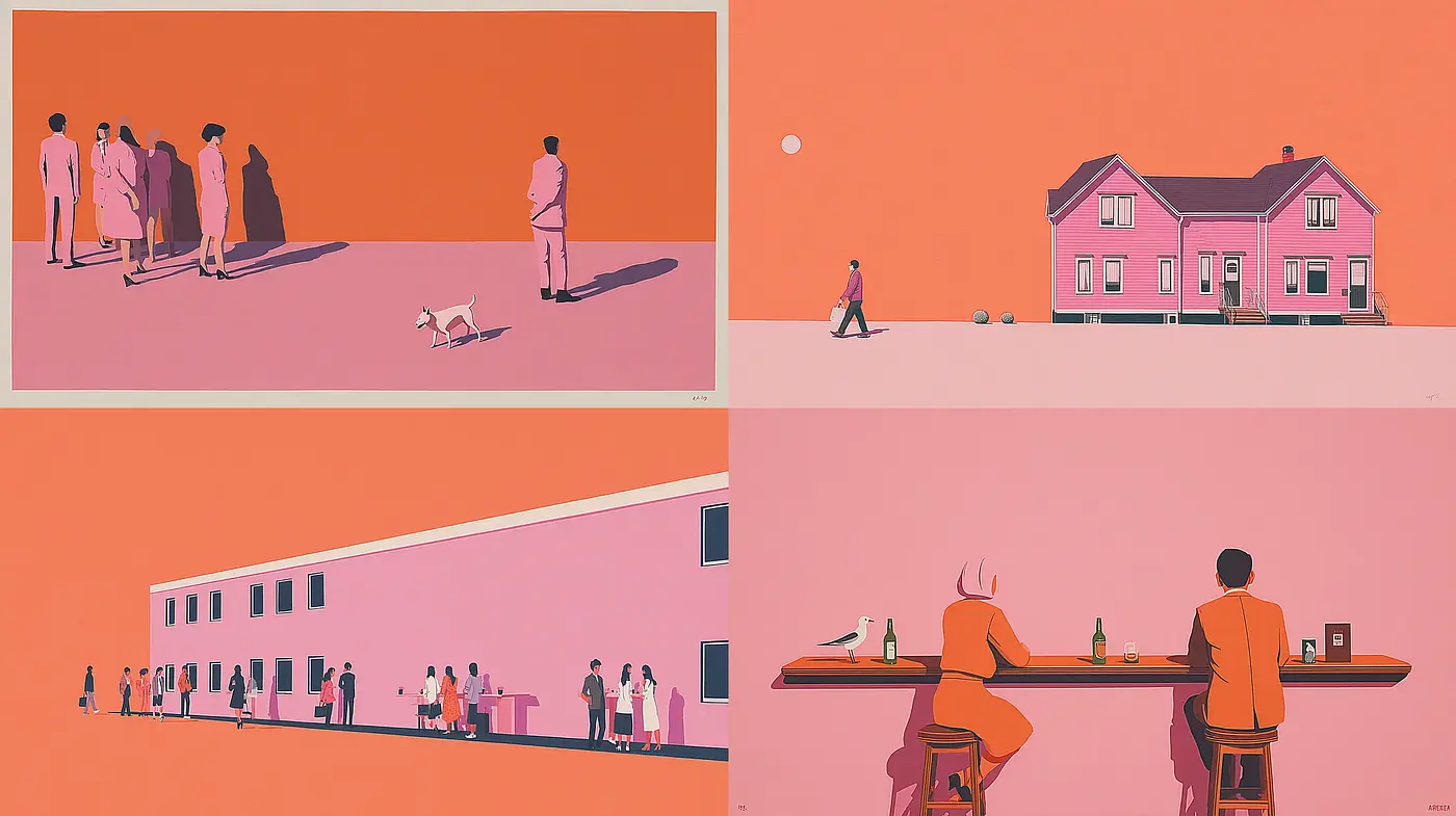 Contemporary Minimalist with a Pop Art Influence in a Harmonious Color Palette - Midjourney sref style