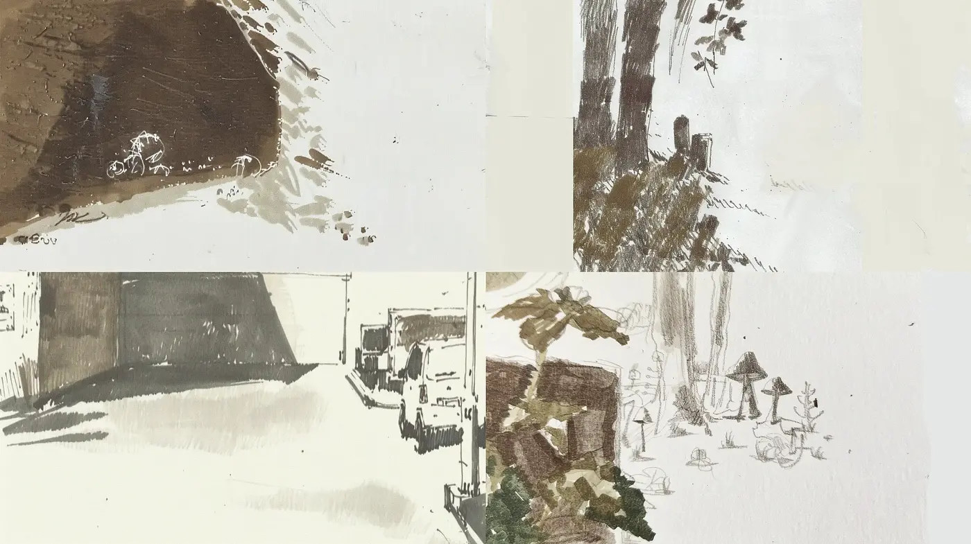 Earthy Tones and Brushwork Serenity: A Consistent Vision Through Diverse Textures - Midjourney sref style