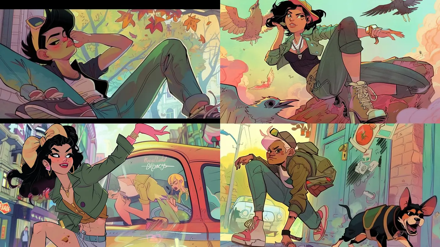 Vibrant Nostalgic Reverie in Comic-Inspired Hues - Midjourney sref style