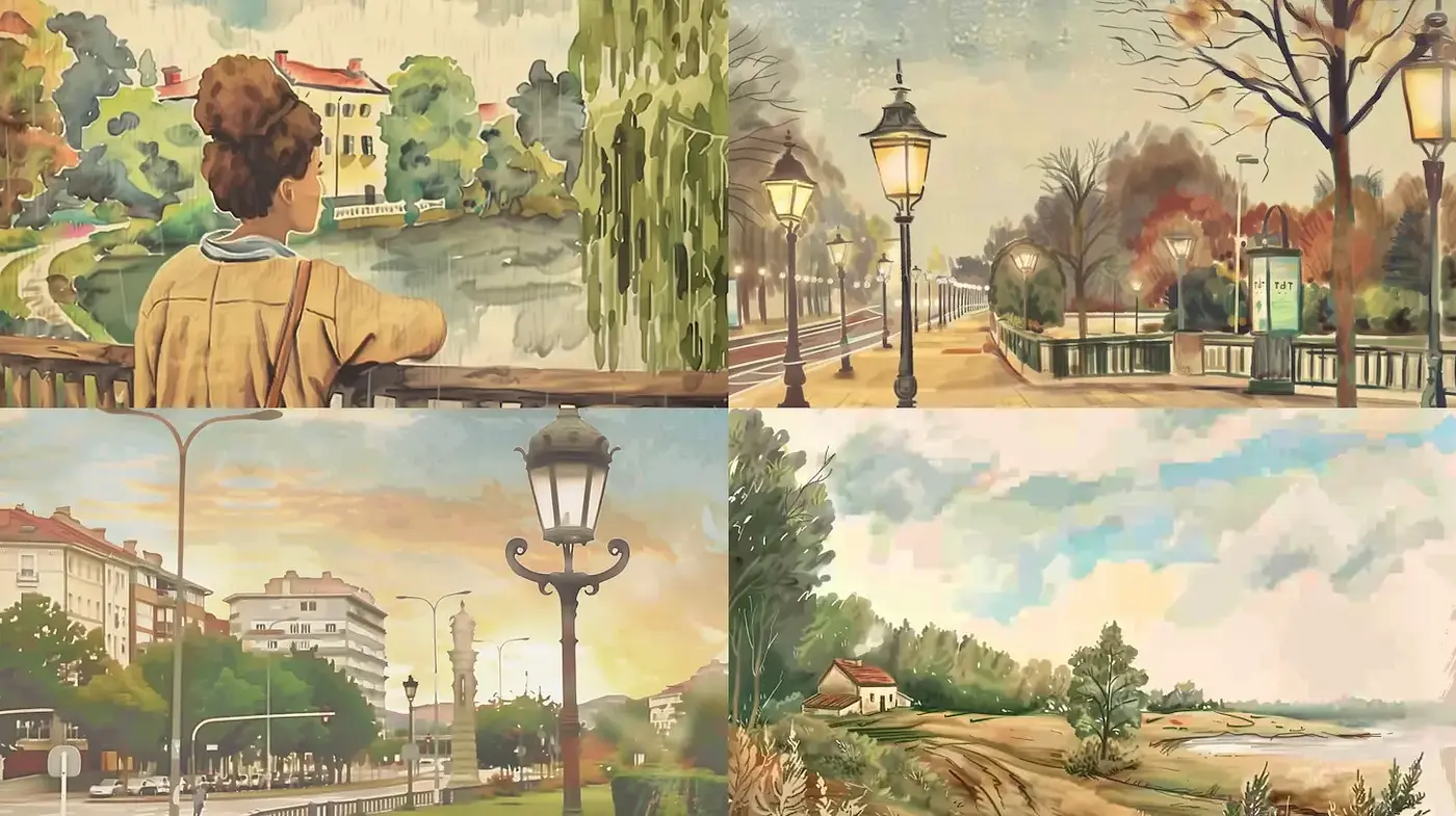 Captivating Landscapes with Vintage Charm and Soft Textures - Midjourney sref style