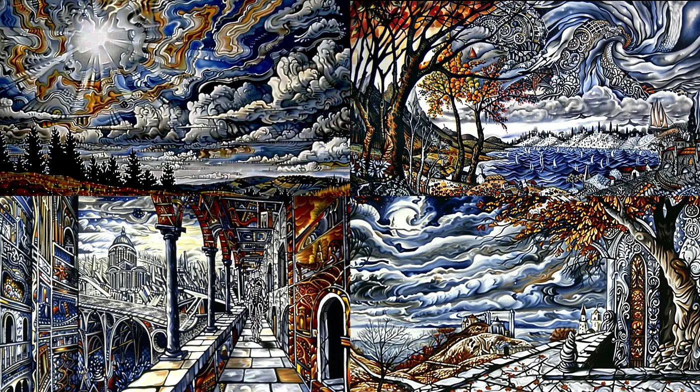 Surreal Visions of Chromatic Rhapsody: A Study in Vivid Textures and Dreamlike Ambiance - Midjourney sref style