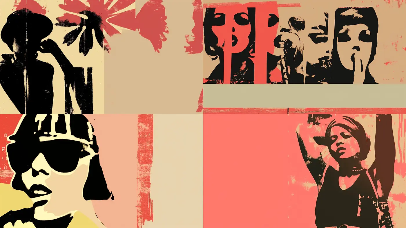 Retro Pop Art Fusion with Bold Silhouettes - Midjourney sref style