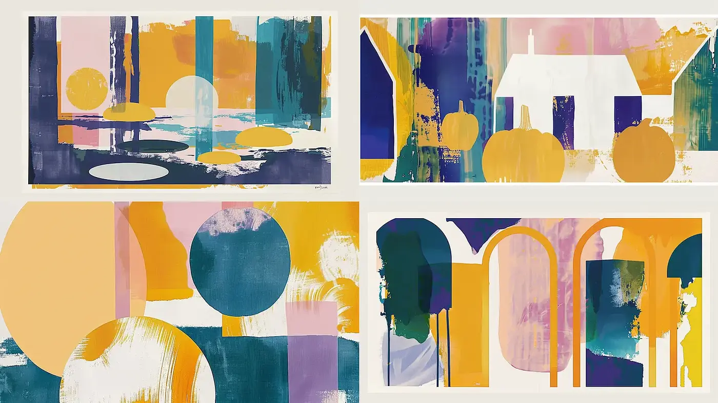 Abstract expressions with a geometric playfulness and vibrant hues - Midjourney sref style