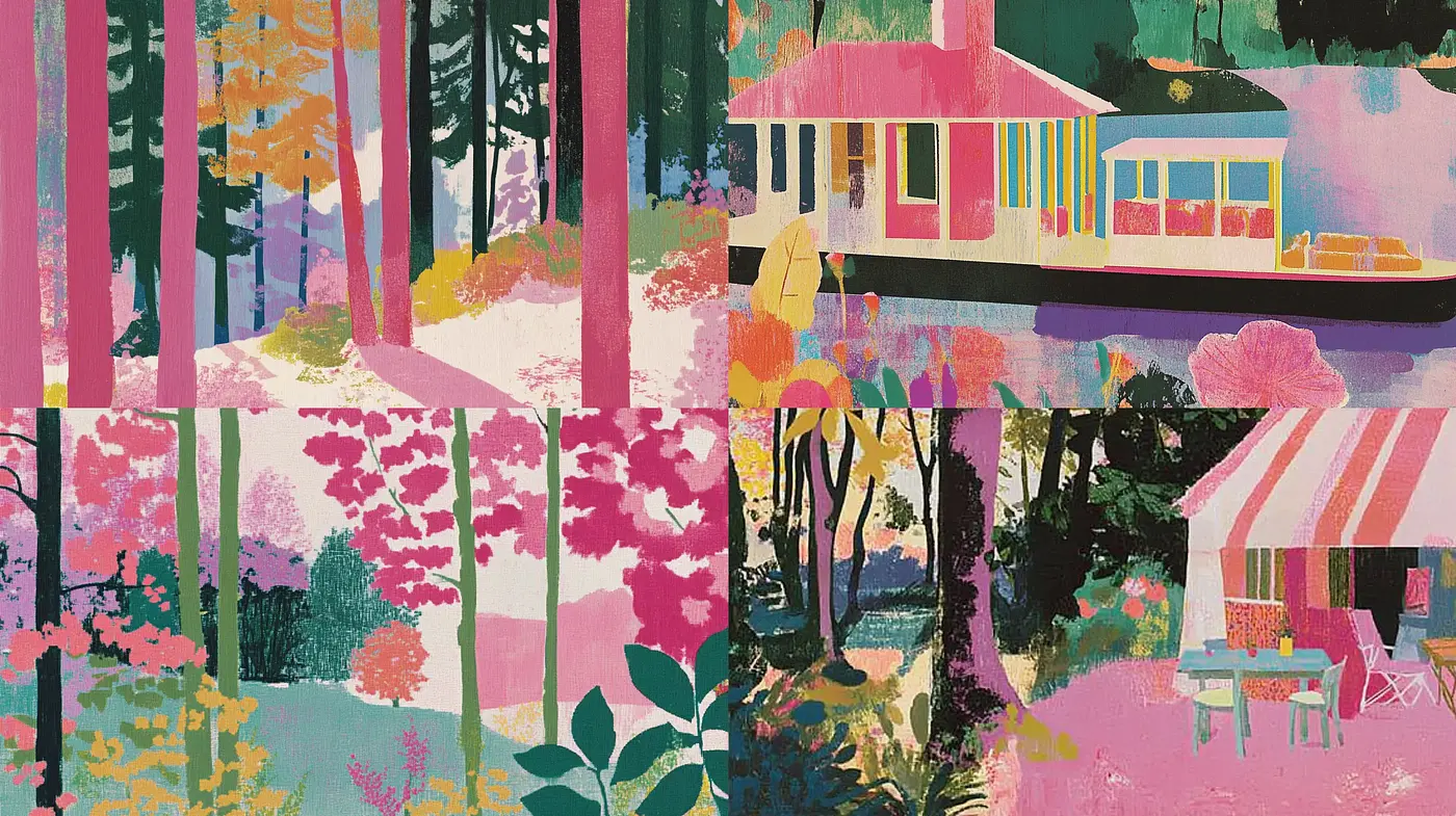 Serene Pastel Tapestry of Nature and Leisure - Midjourney sref style