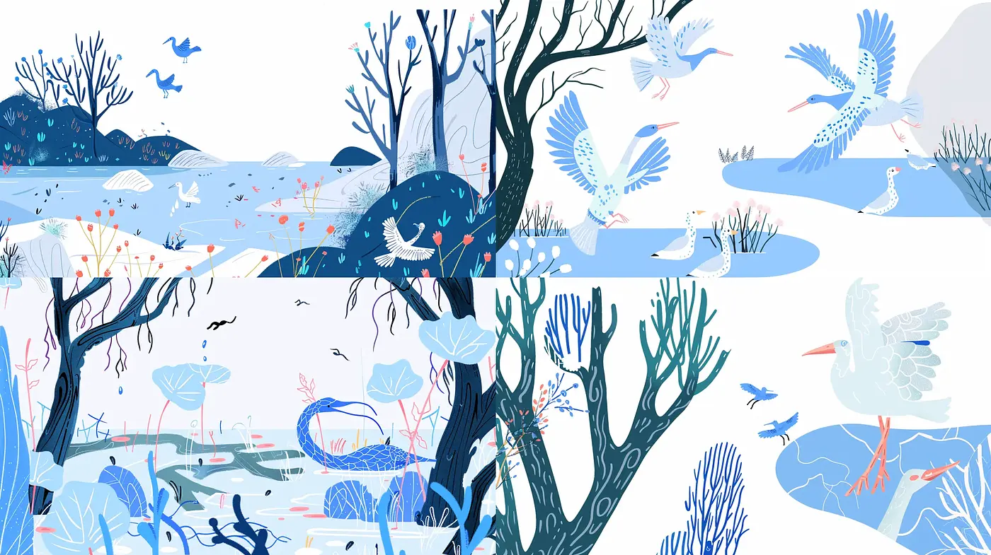 Ethereal Blue Wildlife Tapestry - Midjourney sref style