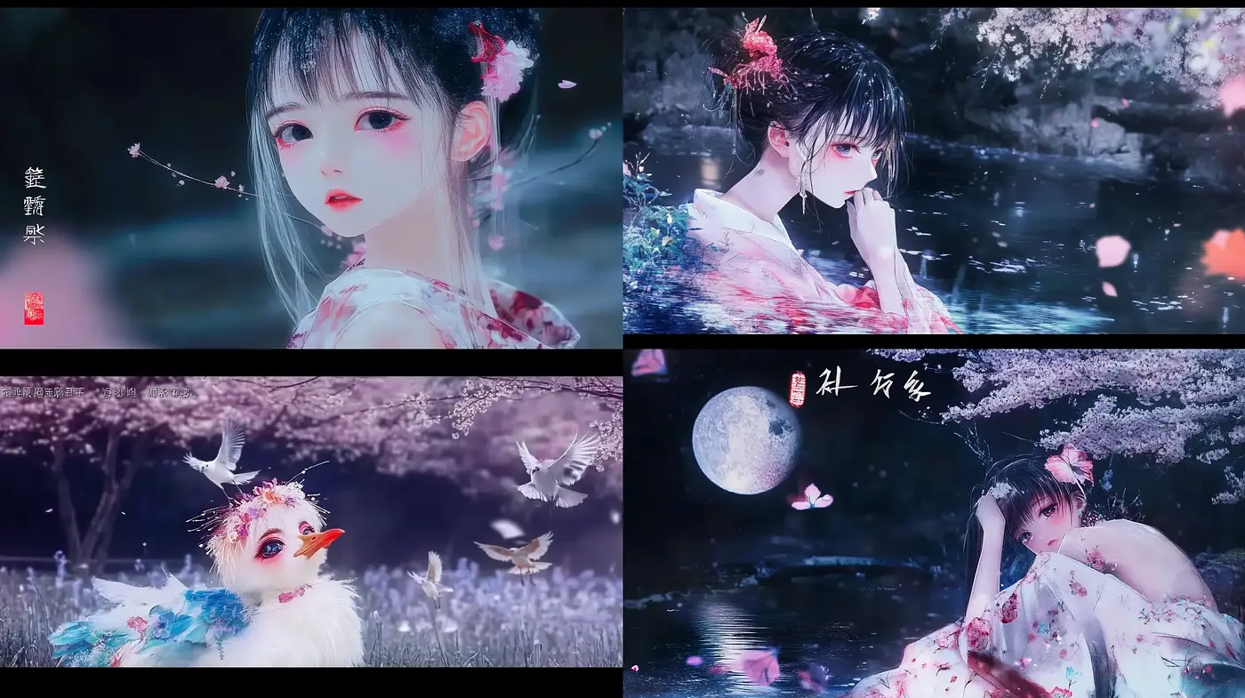 Ethereal Midnight Garden: A Dreamlike Fusion of East Asian Aesthetics and Impressionist Flair - Midjourney sref style