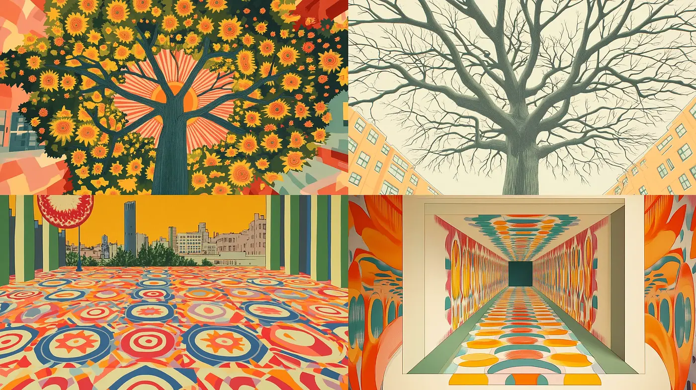 Kaleidoscopic Blossom of Retro-Futurism - Midjourney sref style