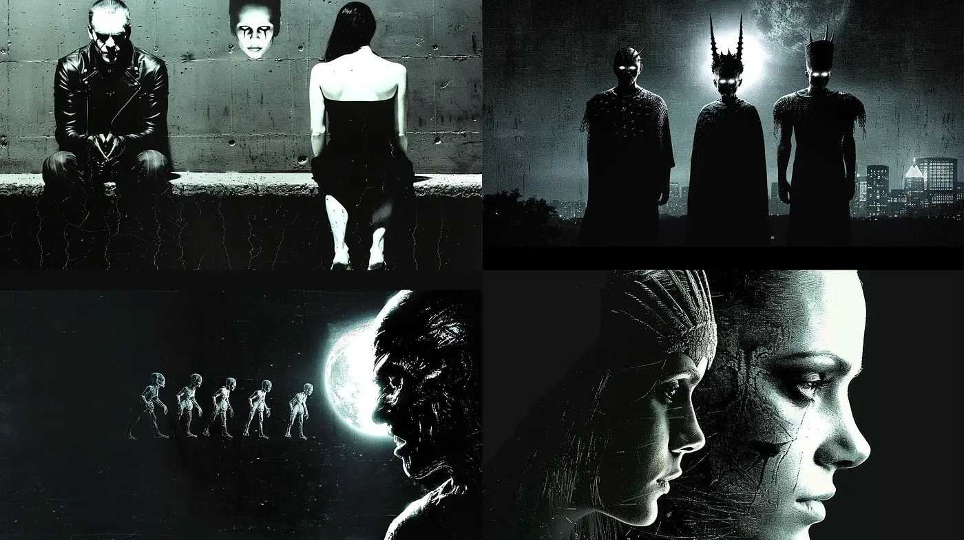 Nocturnal Elegance: A Fusion of Surrealism and Neo-Noir - Midjourney sref style