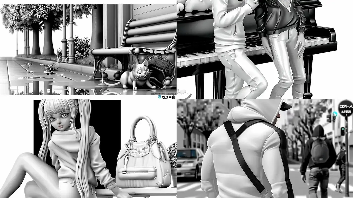 Monochromatic Chic: A Study in Style and Technique - Midjourney sref style