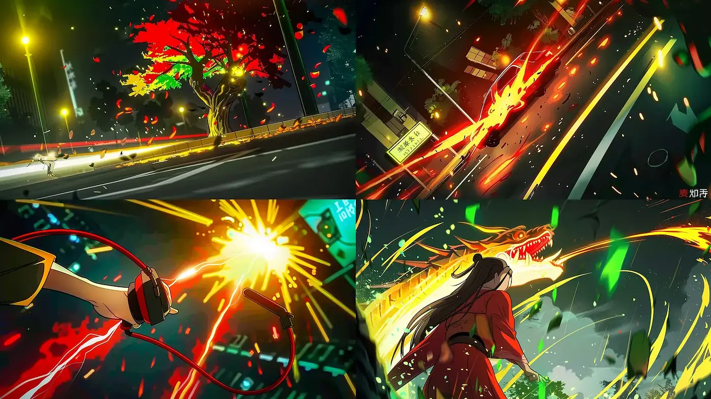 Dynamic and vibrant urban fantasy aesthetics with bursts of energy - Midjourney sref style