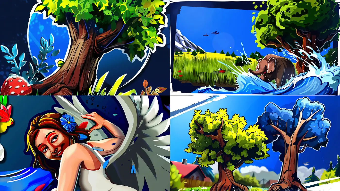 Lush and Vivid Storybook Illustration Style - Midjourney sref style