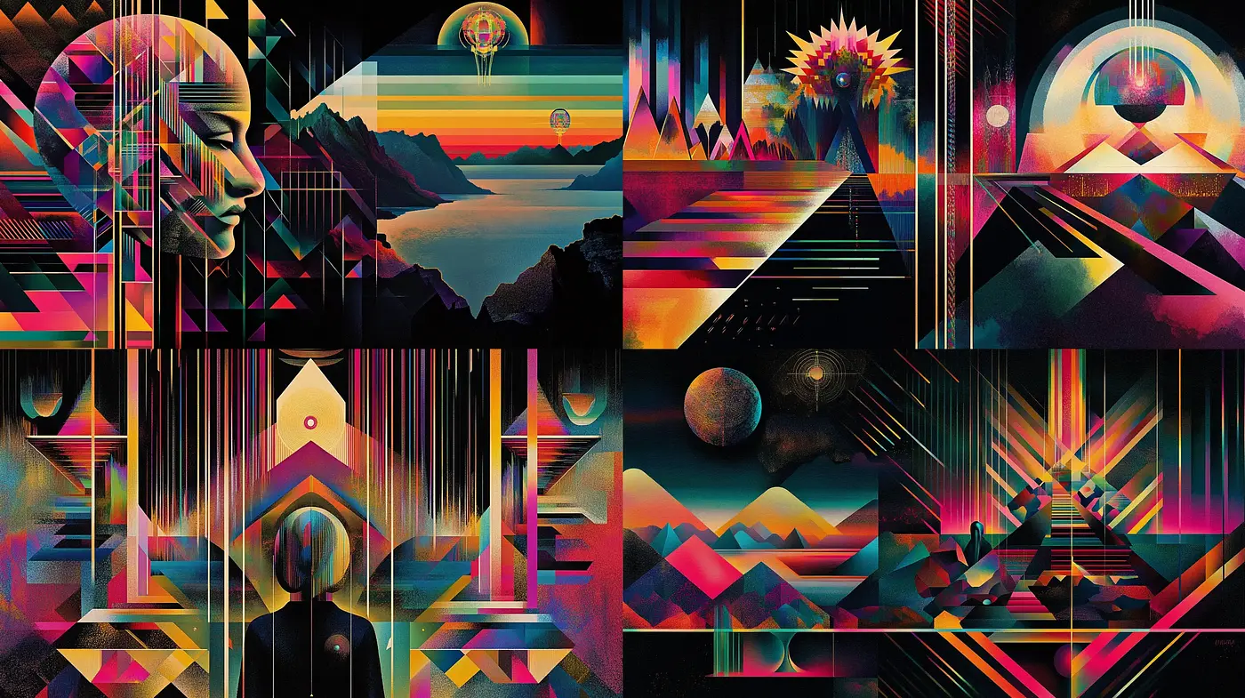 Synthetic Prismatica: A Journey Through Geometric Surrealism - Midjourney sref style