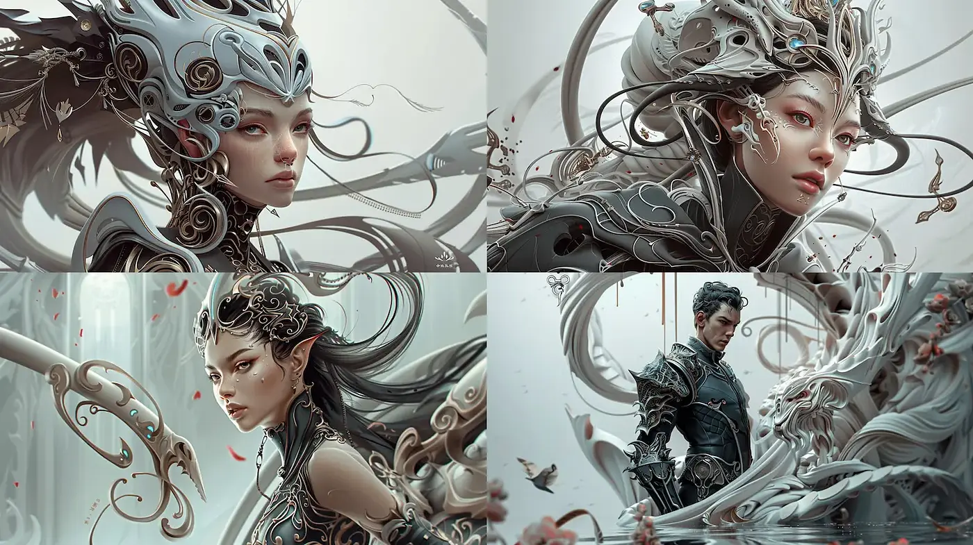 Elegant and Intricate Fantasy Portraits with a Touch of Surrealism - Midjourney sref style