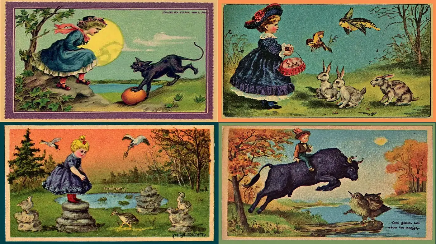Charming and Whimsical Vintage Children Illustrations - Midjourney sref style