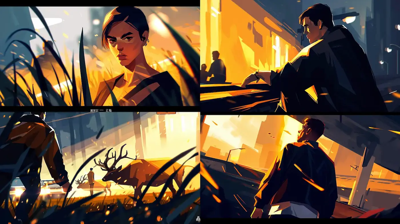 Dynamic and Emotionally Charged Illustrative Style - Midjourney sref style