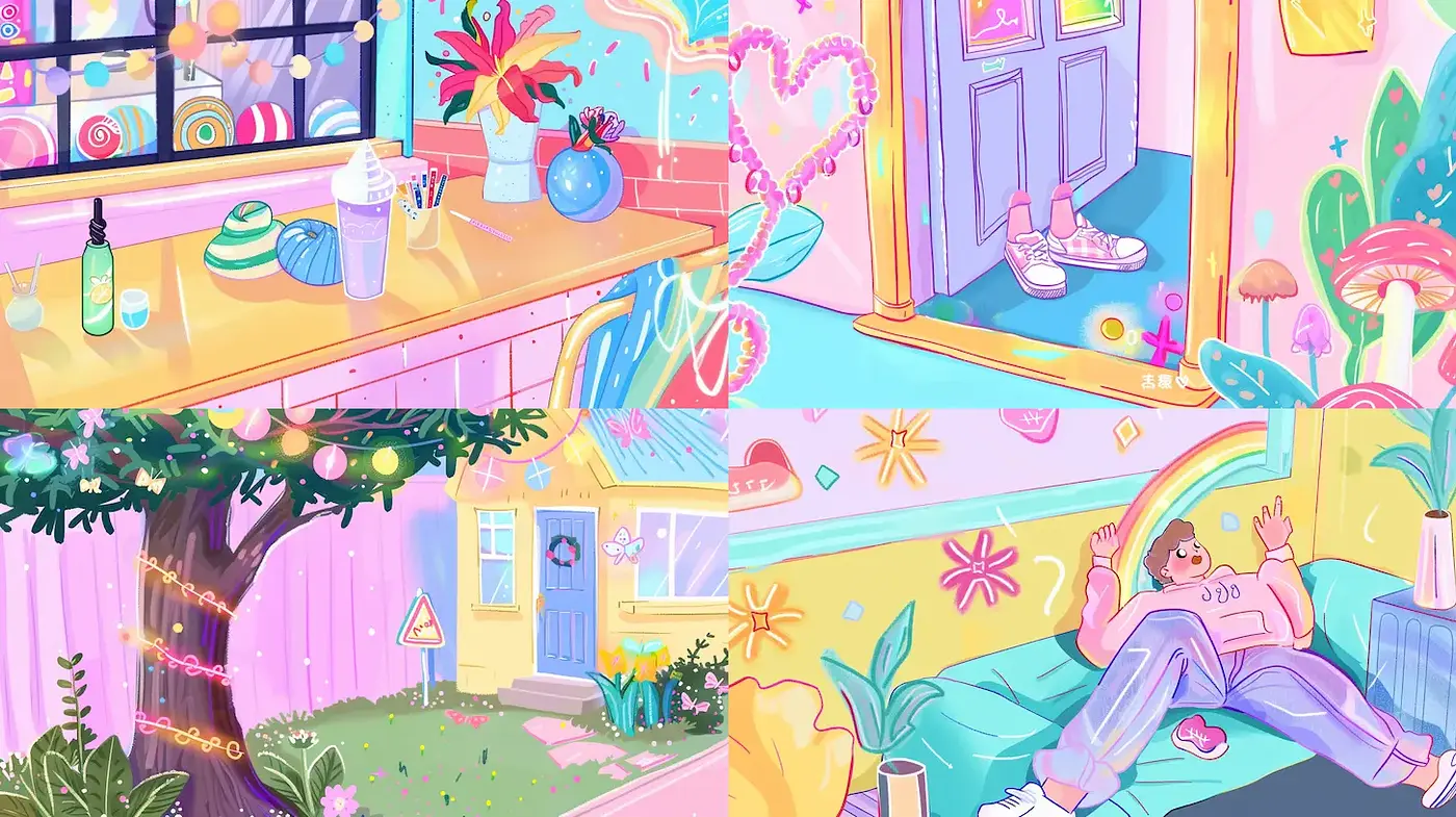 Vibrant and Playful Illustrated Aesthetic with Soft Textures - Midjourney sref style