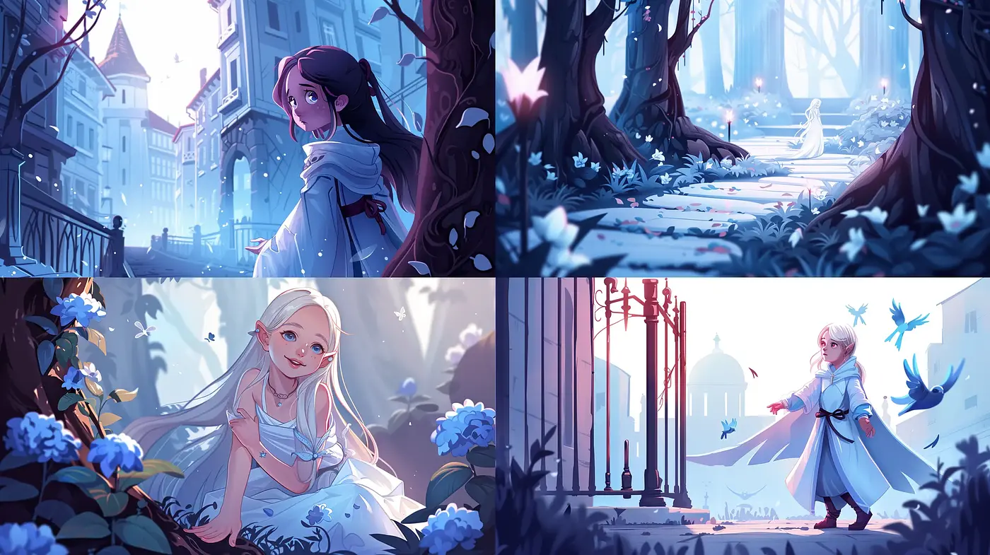 Enchanted Dreamlike Visions with Ethereal Blue Hues - Midjourney sref style