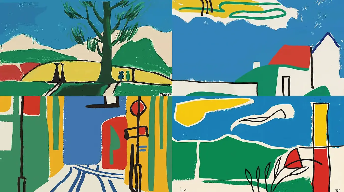Vibrant and Abstract Landscapes with Bold Color Contrasts - Midjourney sref style