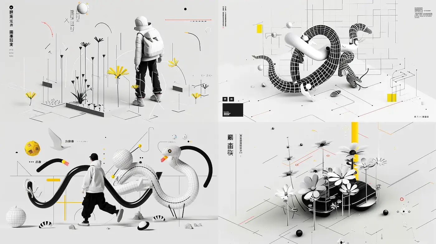 Contemporary Minimalist Aesthetic with Organic Elements - Midjourney sref style