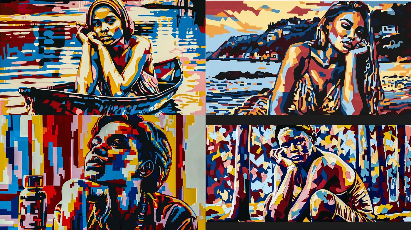 Vibrant Tonal Expressionism in Cinematic Portraiture - Midjourney sref style