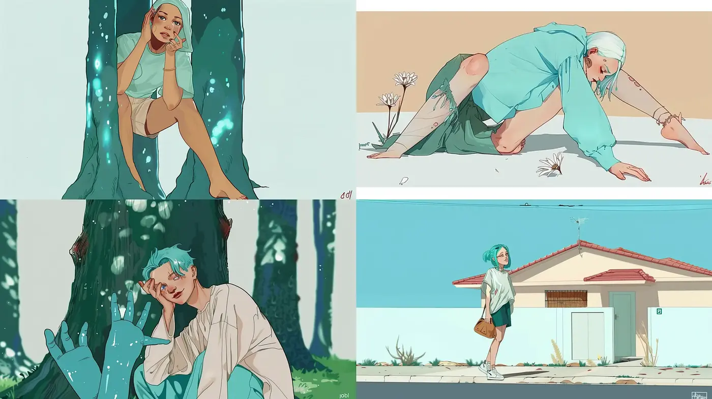 Contemporary Pastel Elegance with a Subdued Anime Influence - Midjourney sref style
