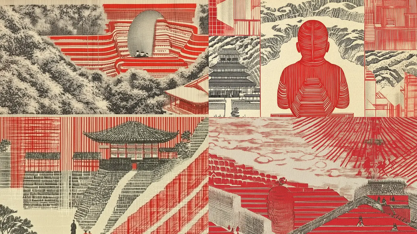 Harmonized Japanese Edo-Inspired Digital Tapestry - Midjourney sref style