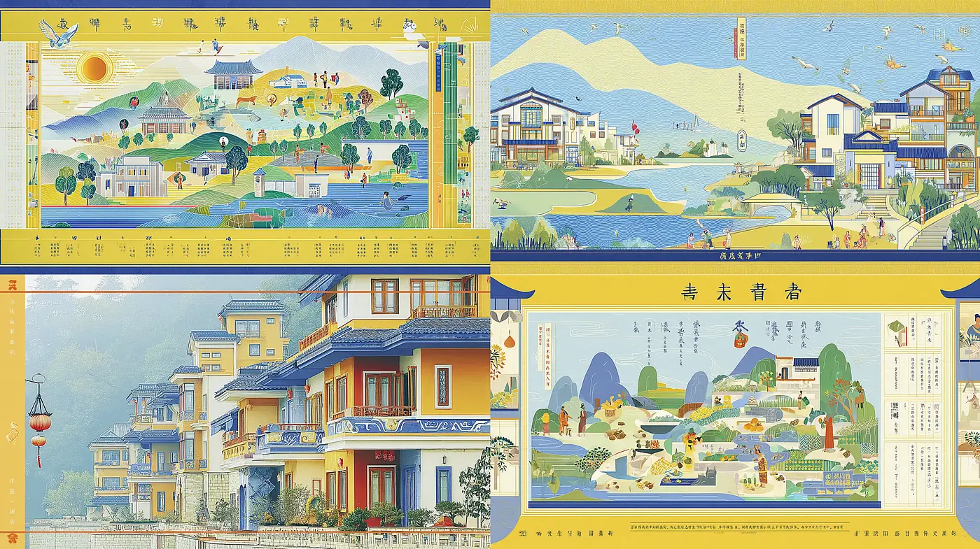 Serene Eastern Landscape Illustrations with a Harmonious Aesthetic - Midjourney sref style