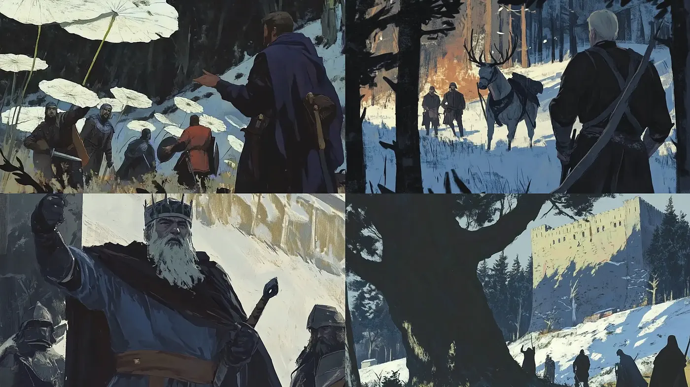 Epic Saga Illustration with a Textured Brushwork Effect - Midjourney sref style