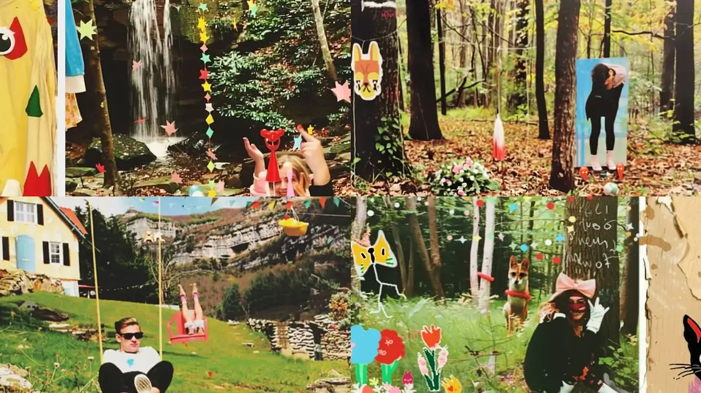 Whimsical and Playful Collage with Nature Elements - Midjourney sref style