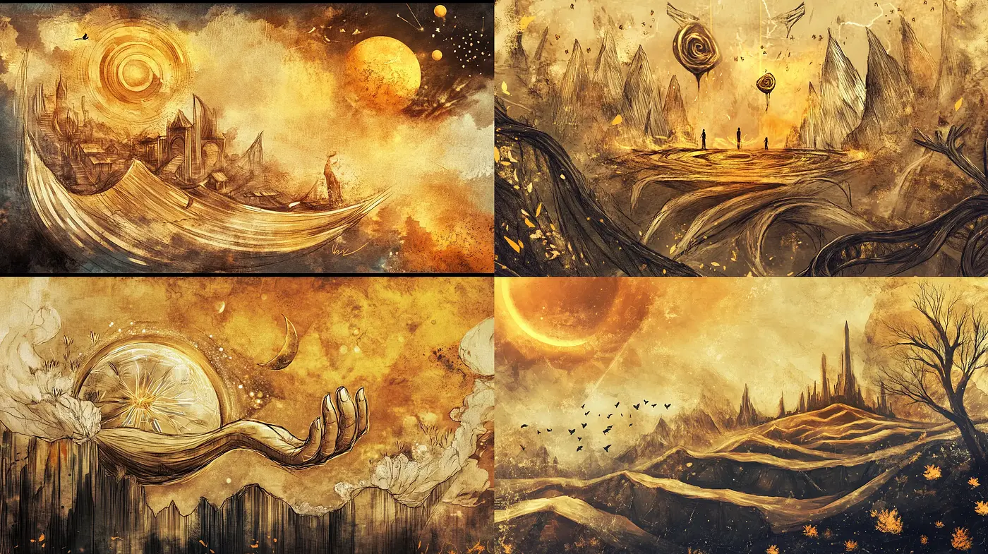 Surreal Amber Dreamscape: An Homage to Van Gogh's Stirring Imagery - Midjourney sref style