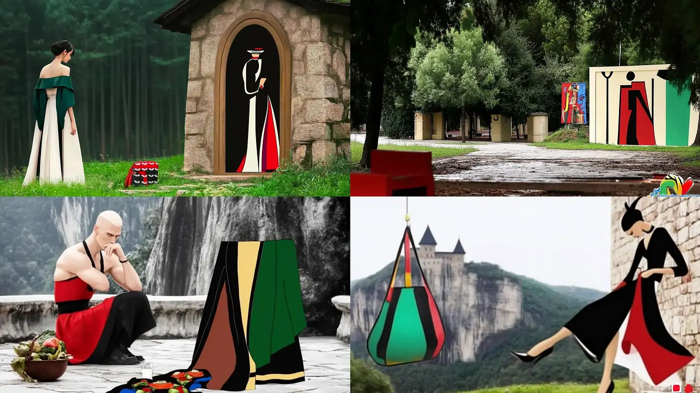 Stylized Geometric Elegance with a Surrealistic Touch - Midjourney sref style