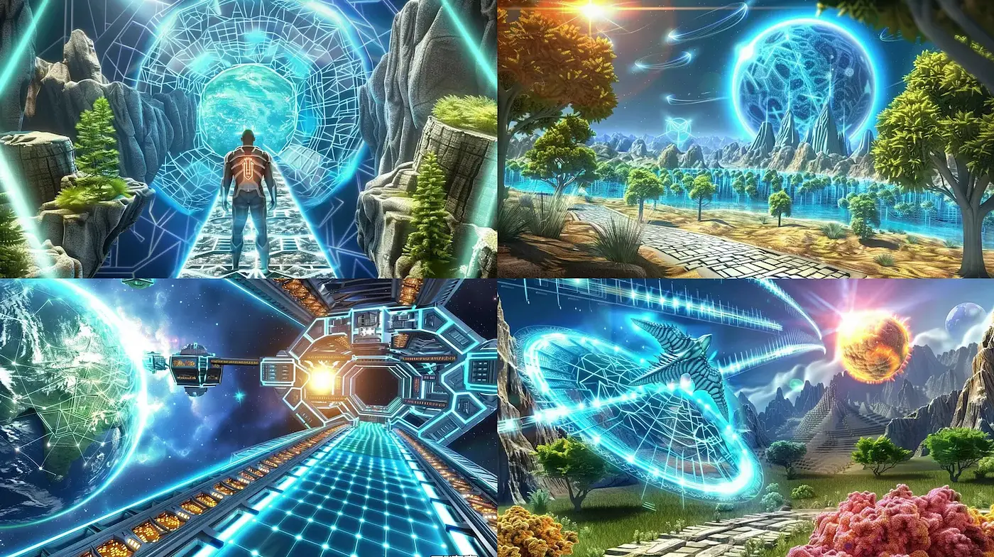 Futuristic Digital Landscapes with Vibrant Energy - Midjourney sref style