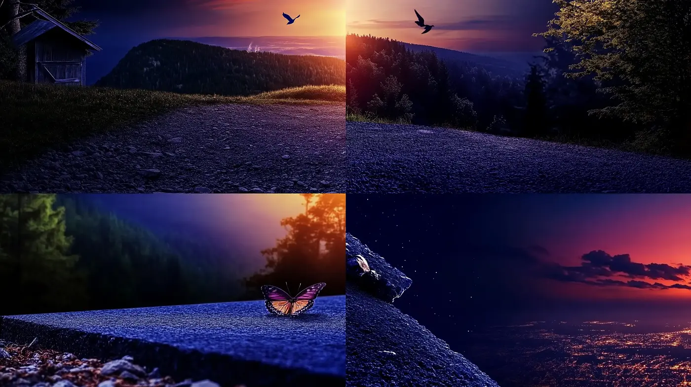 Twilight Ambiance with Ethereal Gradient Overlay - Midjourney sref style