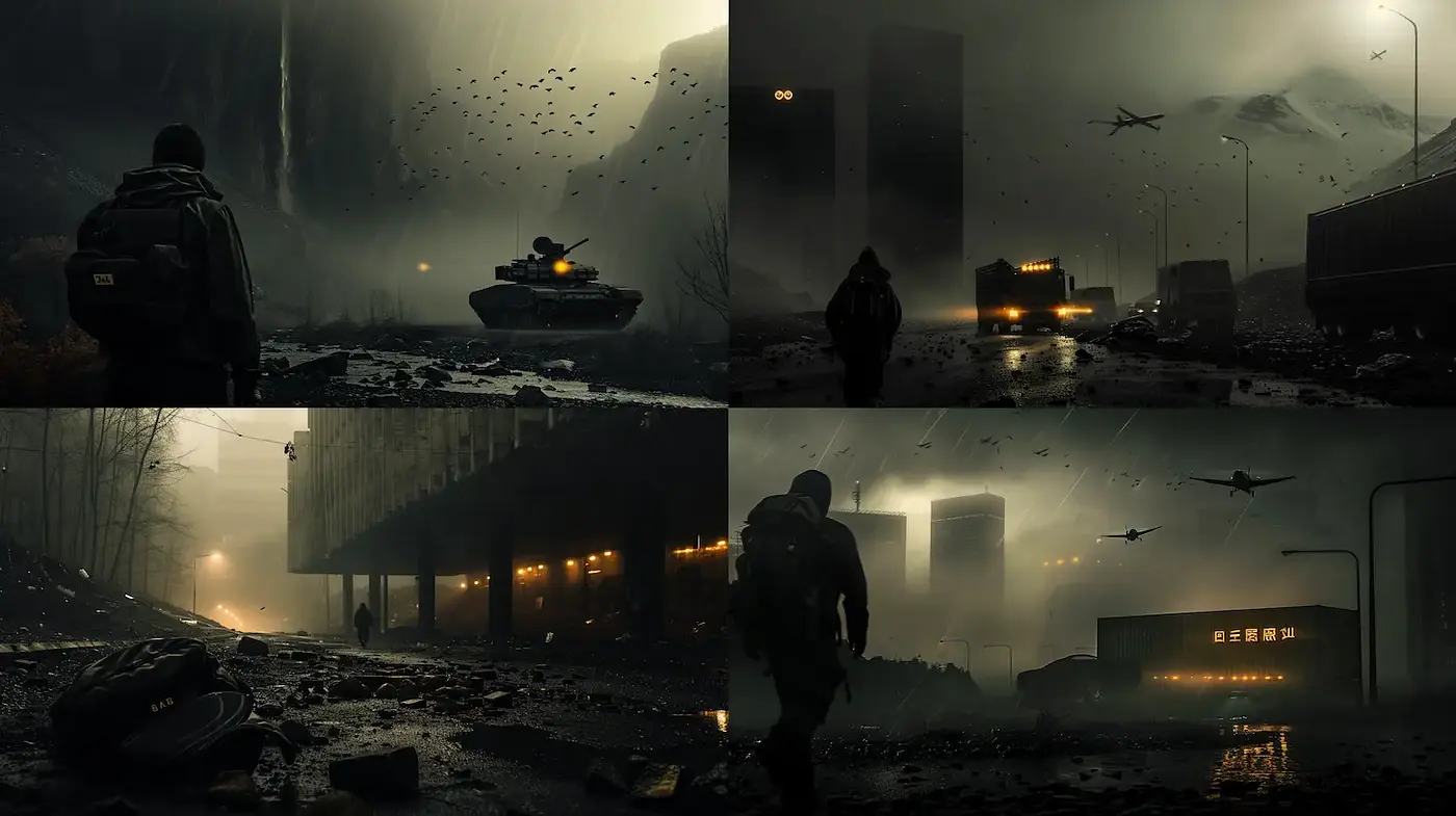 Dystopian Landscapes with a Haunting Atmosphere - Midjourney sref style