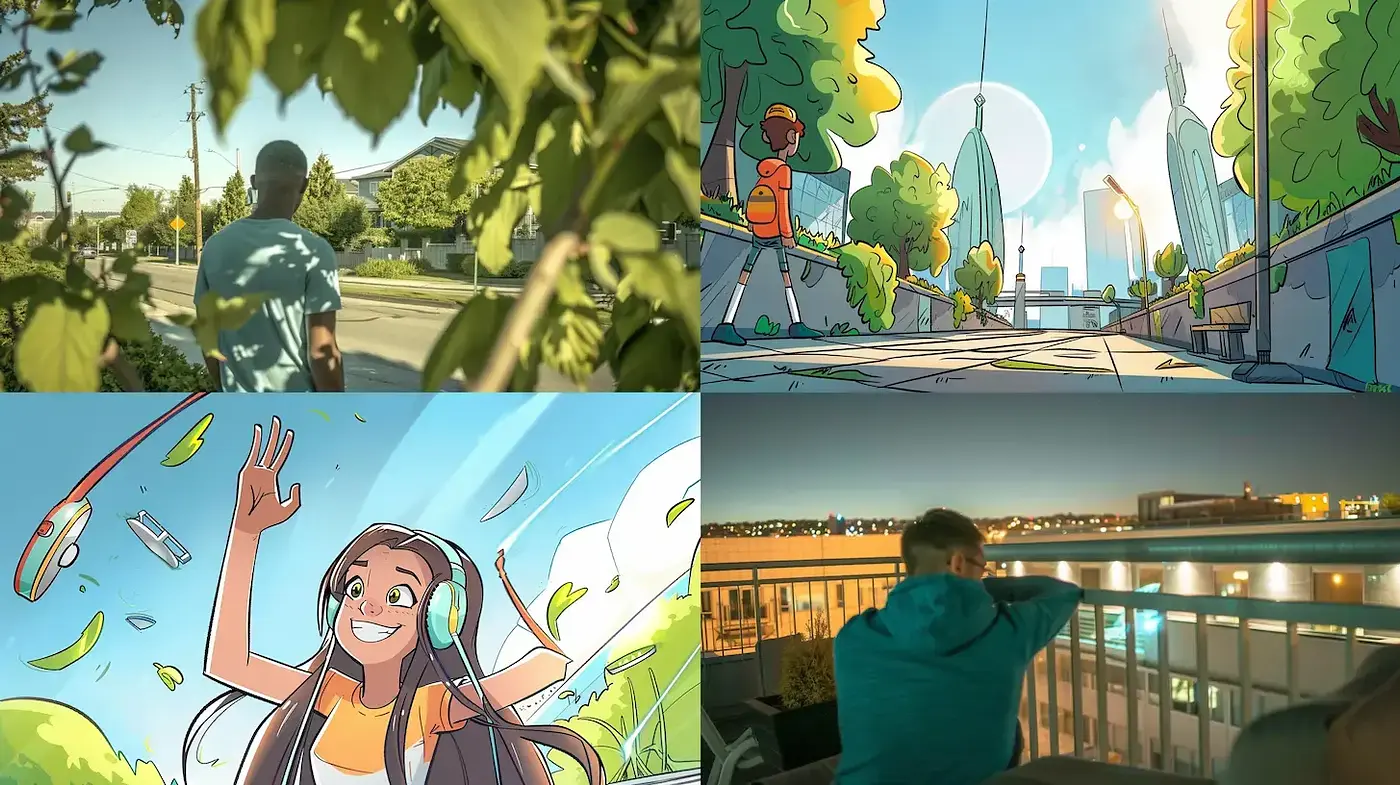Stylized and Vibrant Urban Visuals with a Whimsical Touch - Midjourney sref style