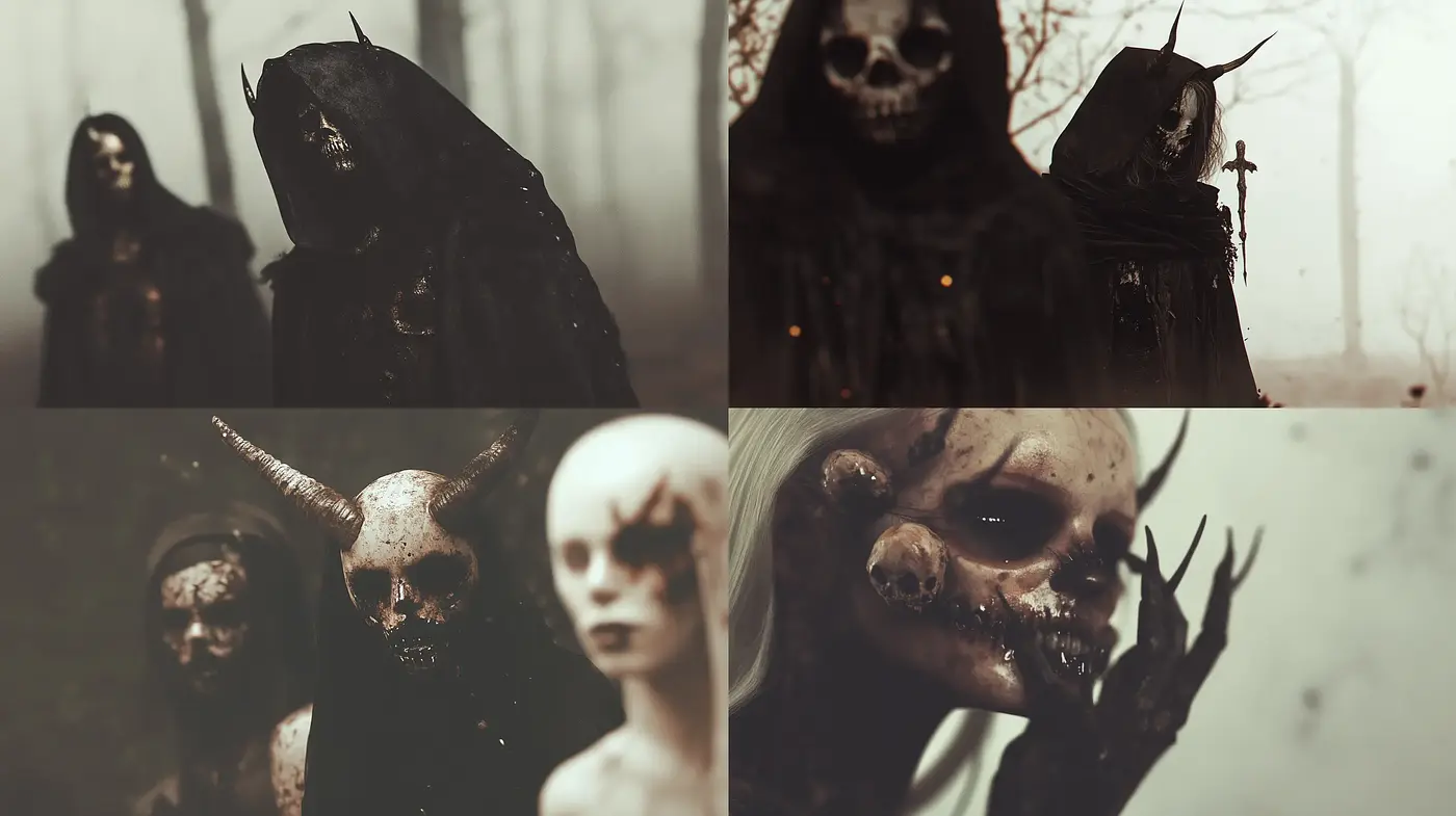 Ethereal Macabre: A Study in Sepia Toned Surrealism - Midjourney sref style
