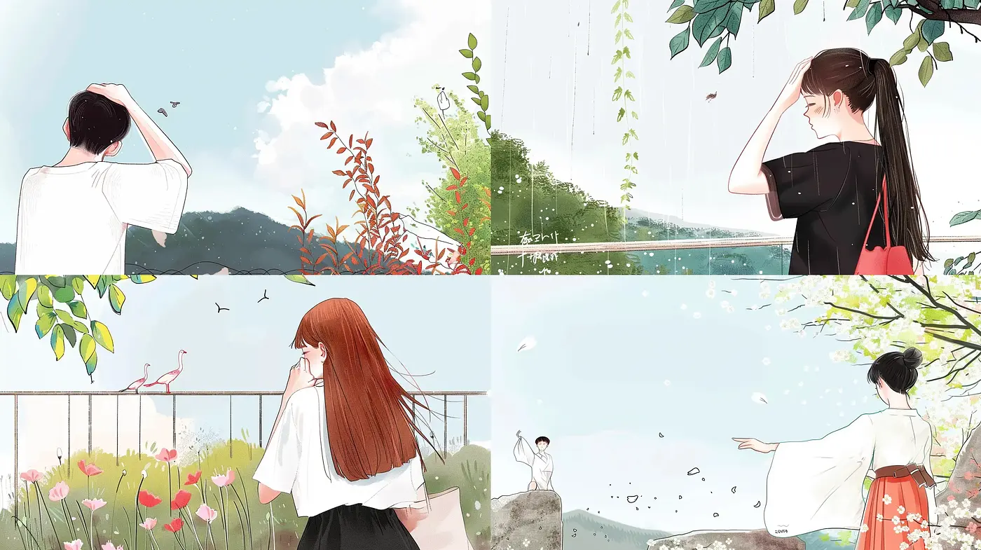 Serene Whimsy: A Fusion of East Asian Ink Wash and Contemporary Illustration - Midjourney sref style