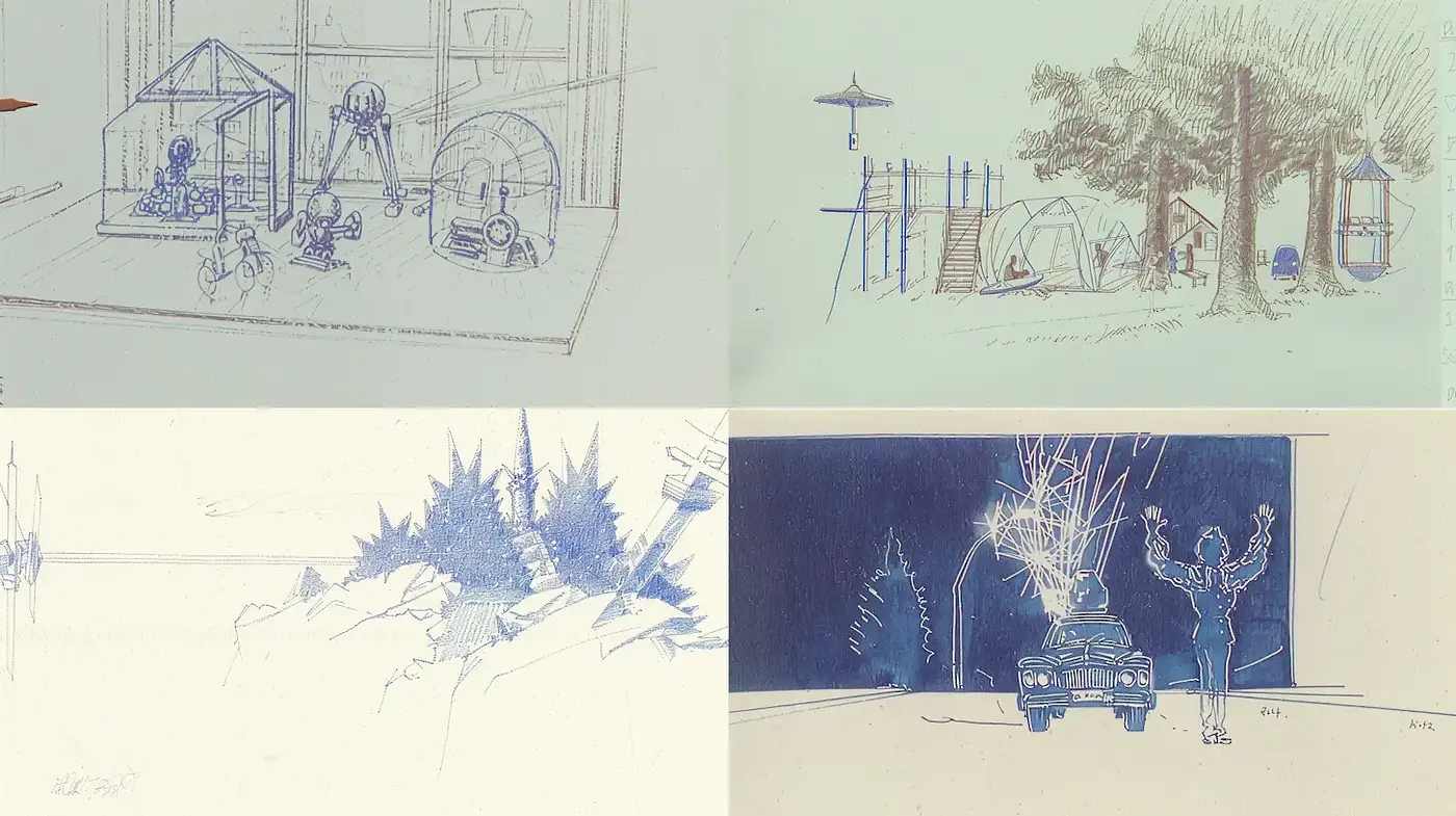 Whimsical and Dreamlike Illustrations in Cool Tones with Unique Textures - Midjourney sref style