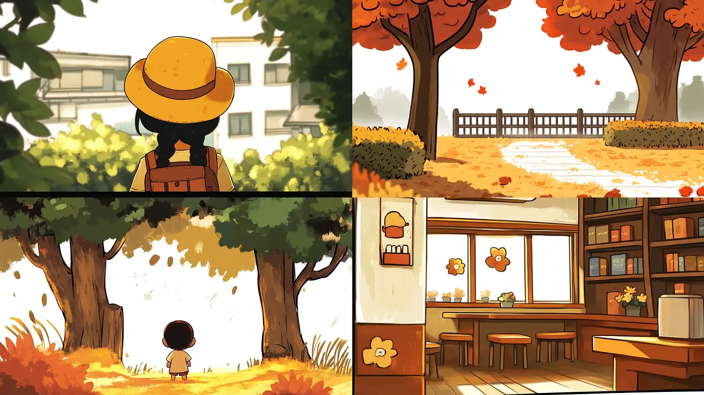 Autumnal Harmony: A Consistent Celebration of Seasonal Warmth and Detailed Environments - Midjourney sref style