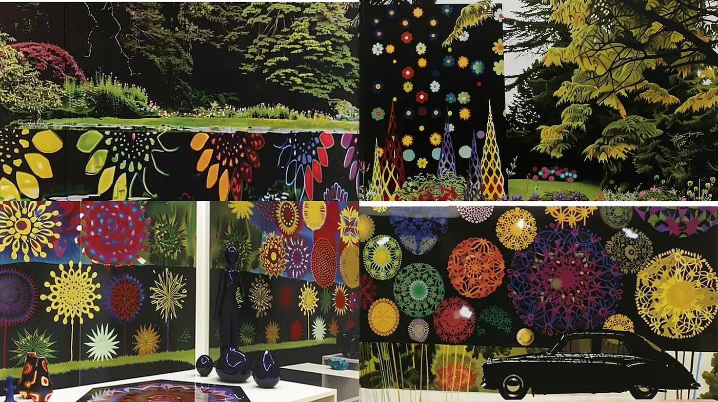 Vibrant floral patterns with a whimsical nature-inspired aesthetic - Midjourney sref style