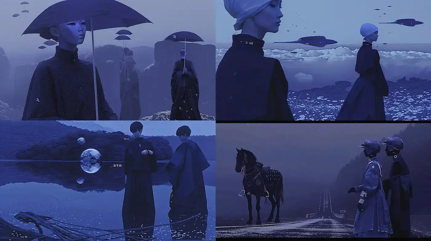 Ethereal Nocturne: A Study in Monochromatic Mystique - Midjourney sref style