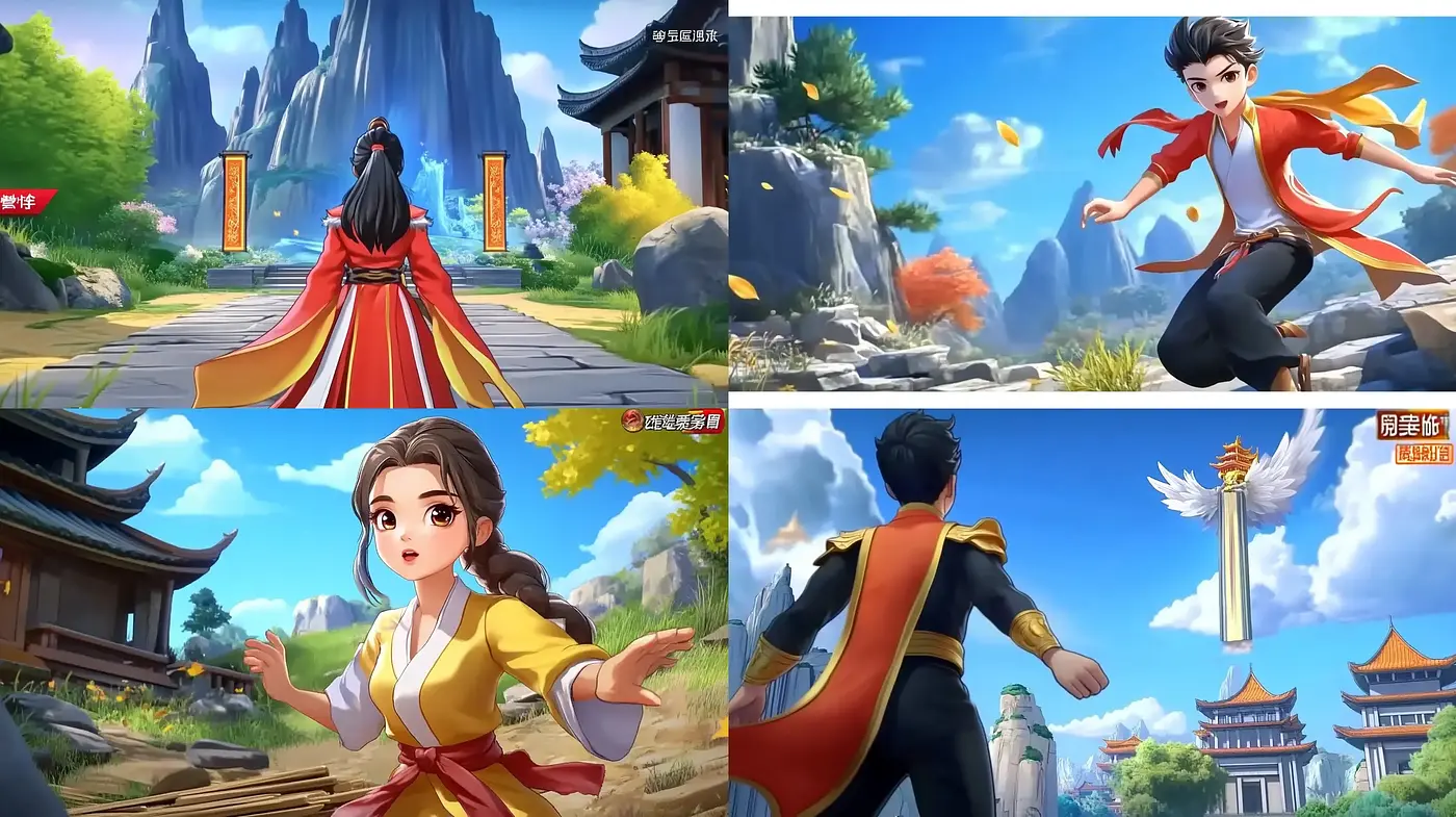 Epic Tales from a Digital Dynasty: A Journey Through Vibrant Anime-Inspired Landscapes - Midjourney sref style