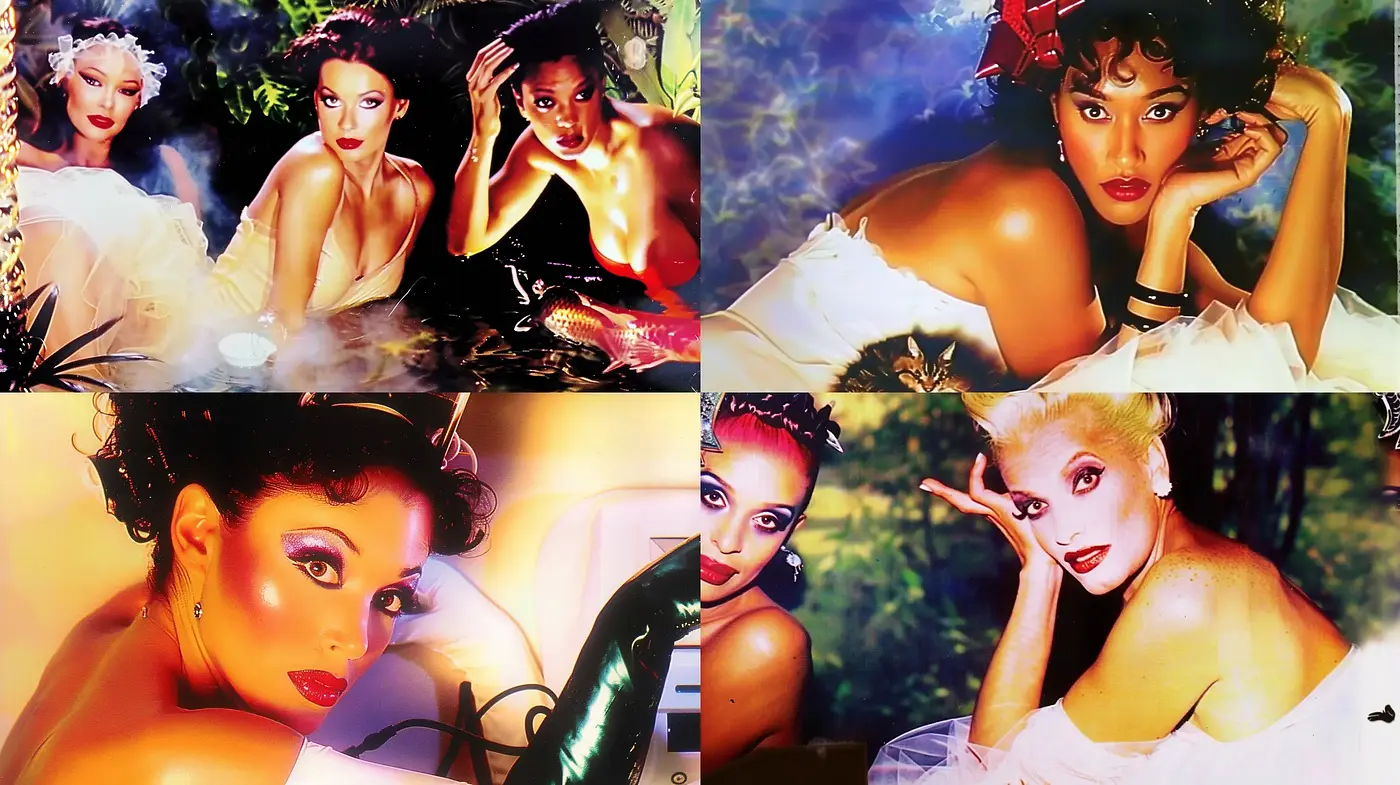 Radiant Nostalgia: A Fusion of Vintage Glamour and Ethereal Dreamscapes - Midjourney sref style