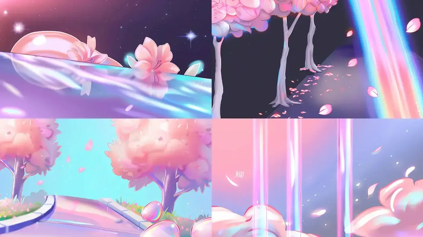 Dreamy pastel landscapes with soft gradients and ethereal lighting - Midjourney sref style