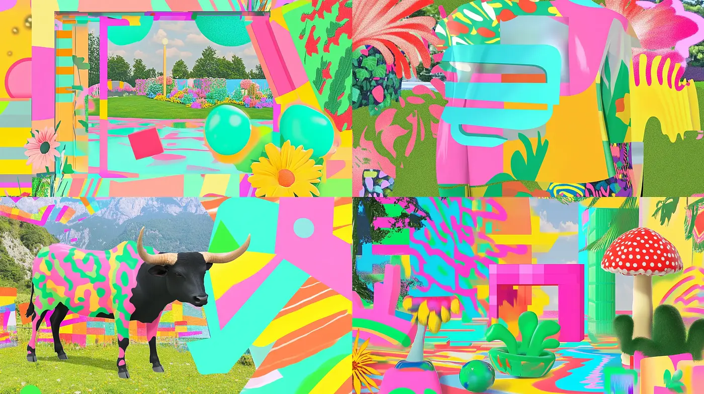 Psychedelic Dreamscape Fusion with Surrealist Touches - Midjourney sref style