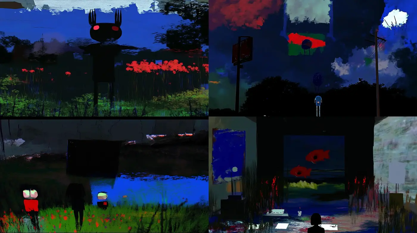 Nocturnal Brushstrokes of Melancholic Surrealism - Midjourney sref style