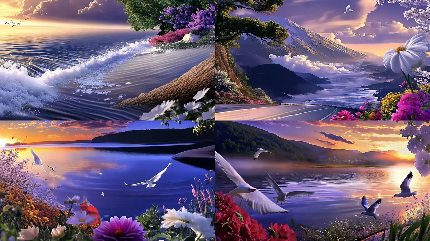 Ethereal Landscapes: A Symphony of Vivid Colors and Dreamy Vistas - Midjourney sref style