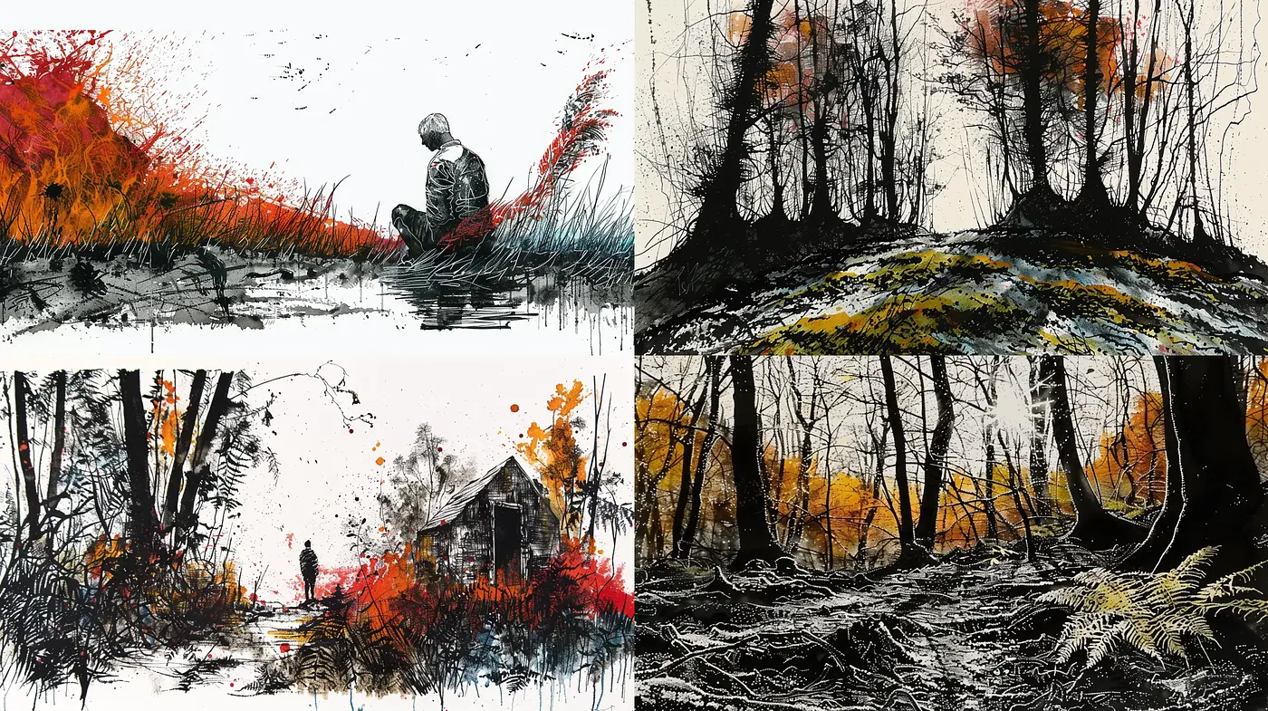 Abstract Expressionist Fusion with Nature's Palette - Midjourney sref style